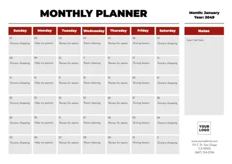 Edit a monthly planner