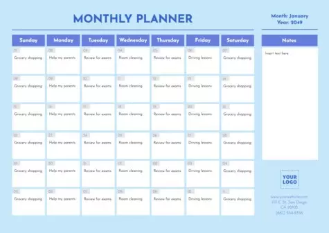 Edit a monthly planner